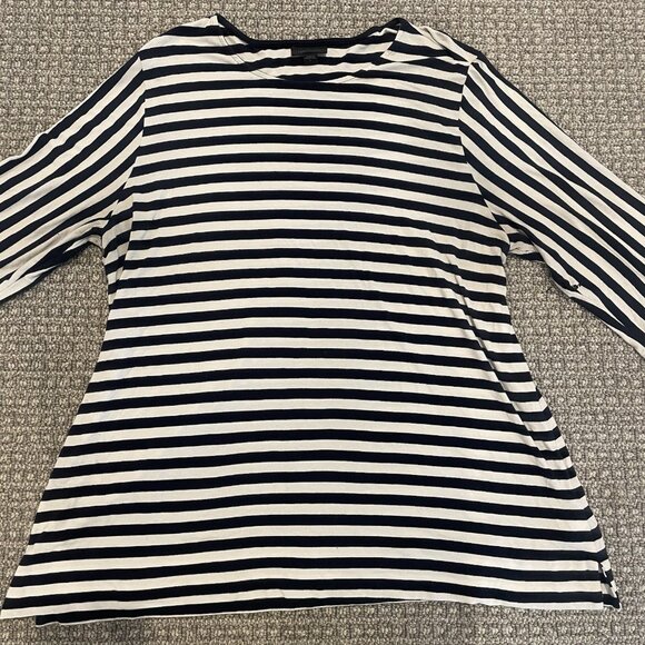 J Jill Whatever Collection Shirt Womens Large Striped Navy Blue Tunic Stretch - Picture 1 of 7